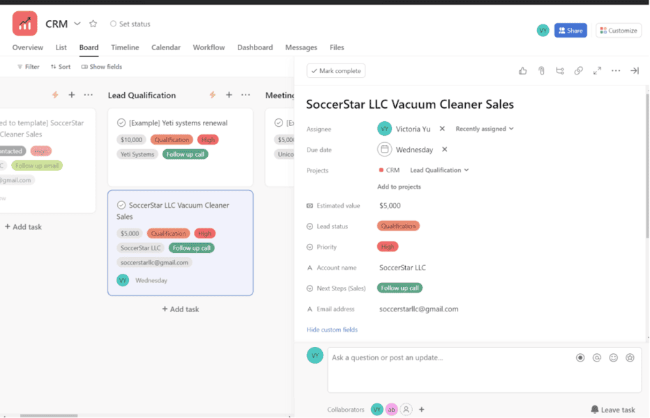 asana ticket overview