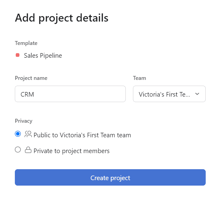 asana project creation