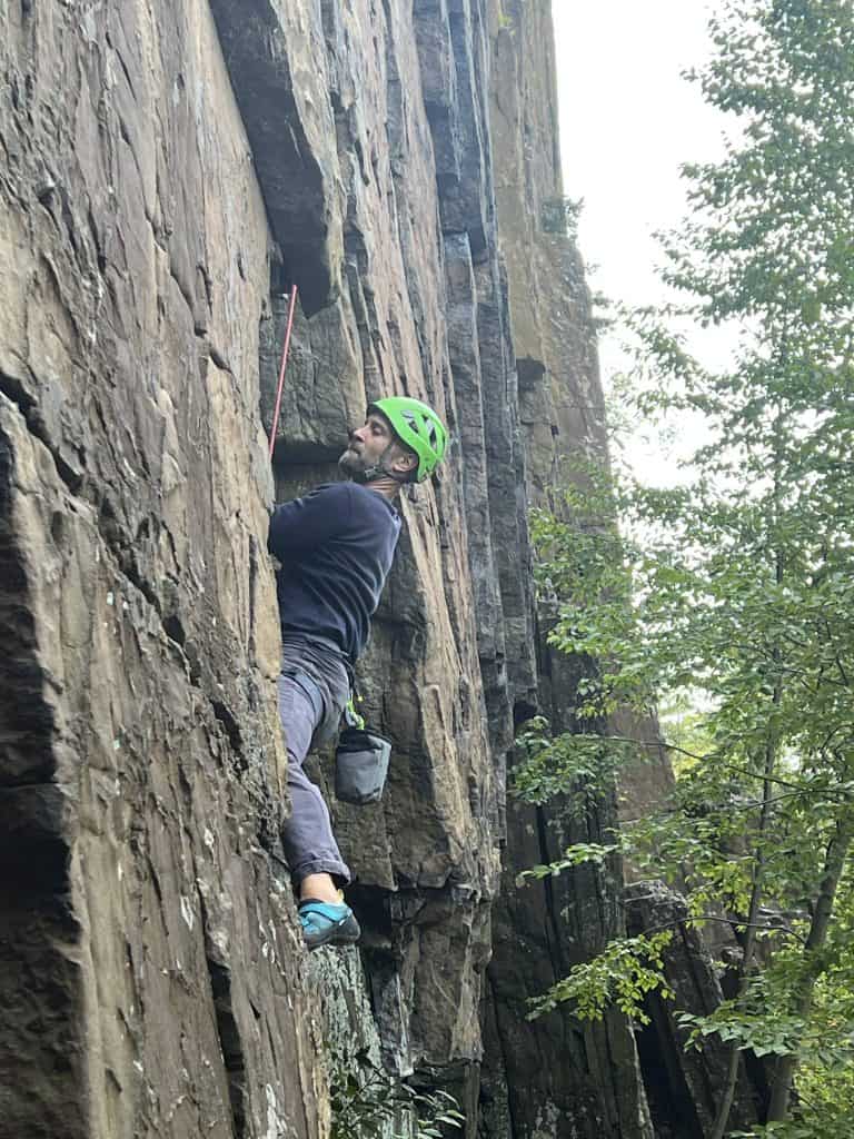 Levi Shmulsky on rappel at the Shawangunks near New Paltz, N.Y. Photo by Sophia Shmulsky